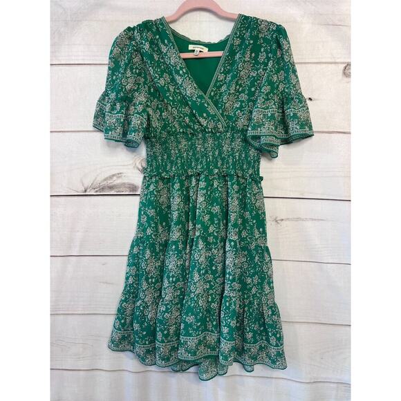 Max Studio Dress Green Print Size XS Preppy Cute! - Picture 1 of 6